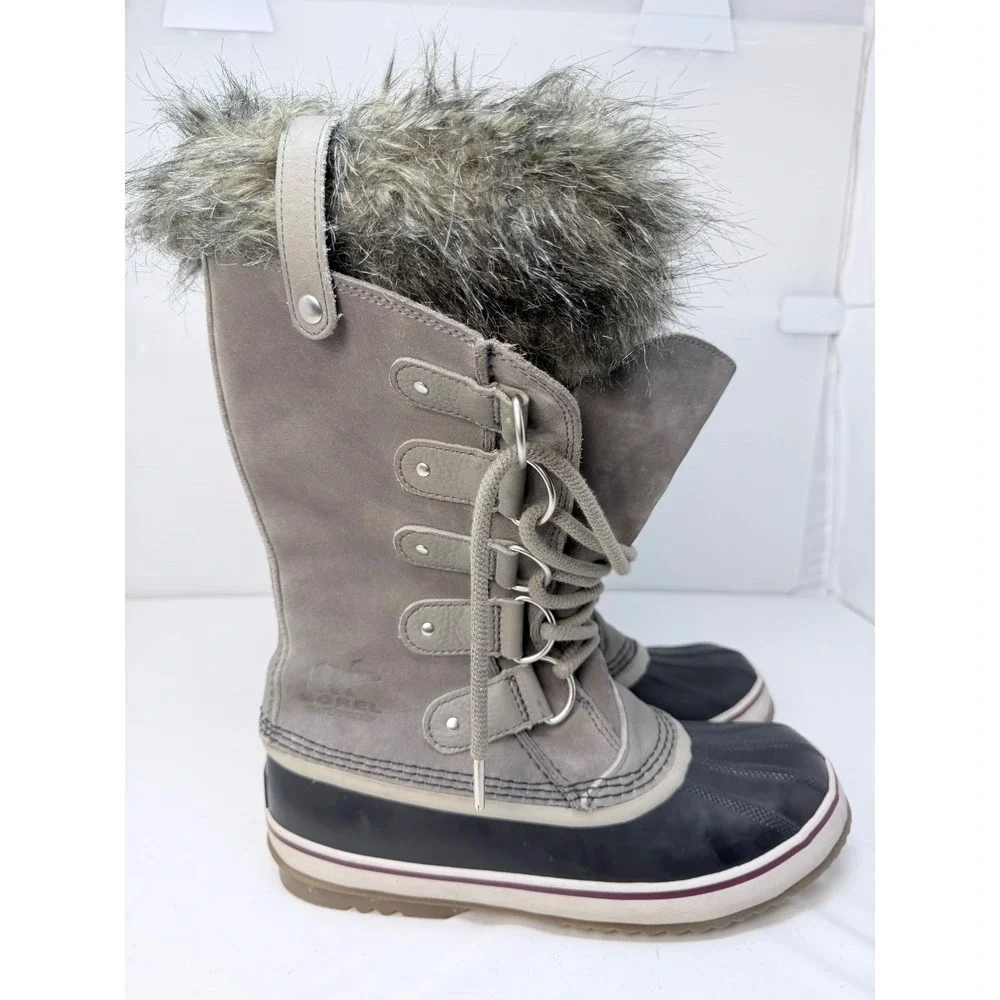 Sorel Joan of Arctic Quarry Grey Waterproof Faux Fur Snow Boots Womens